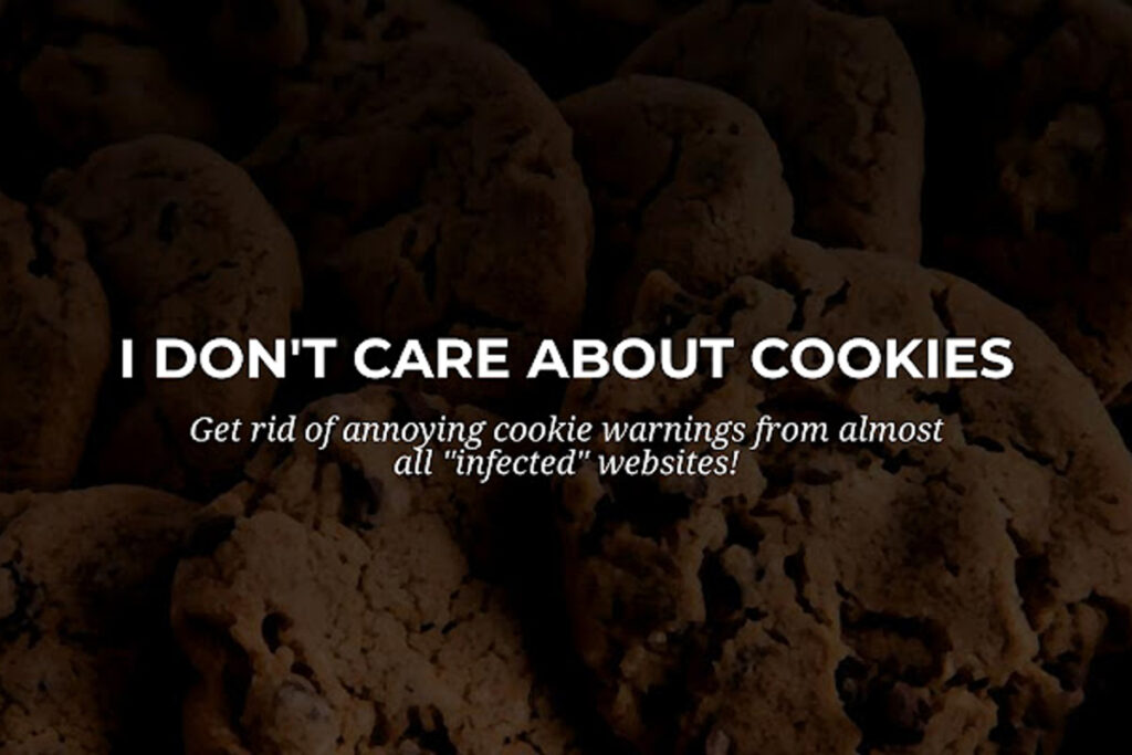 Captura de pantalla de la extensión de Chrome, I don´t care about cookies.
