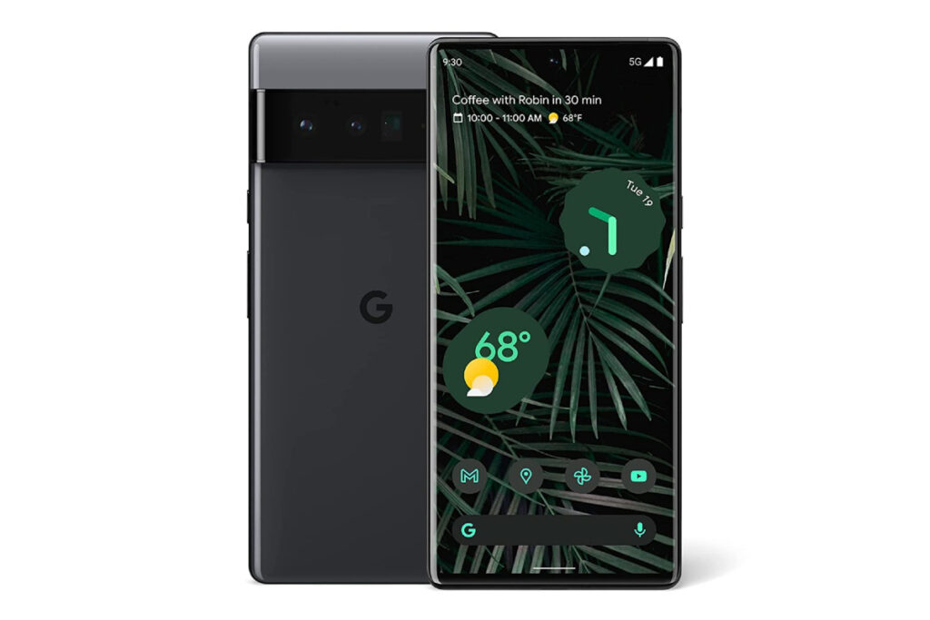 Un celular Google Pixel 6 Pro negro.