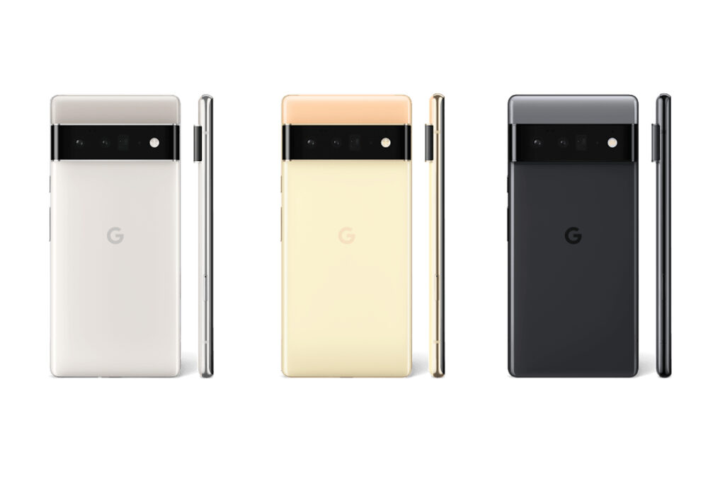 Un grupo de celulares Google Pixel 6 Pro en distintos colores.