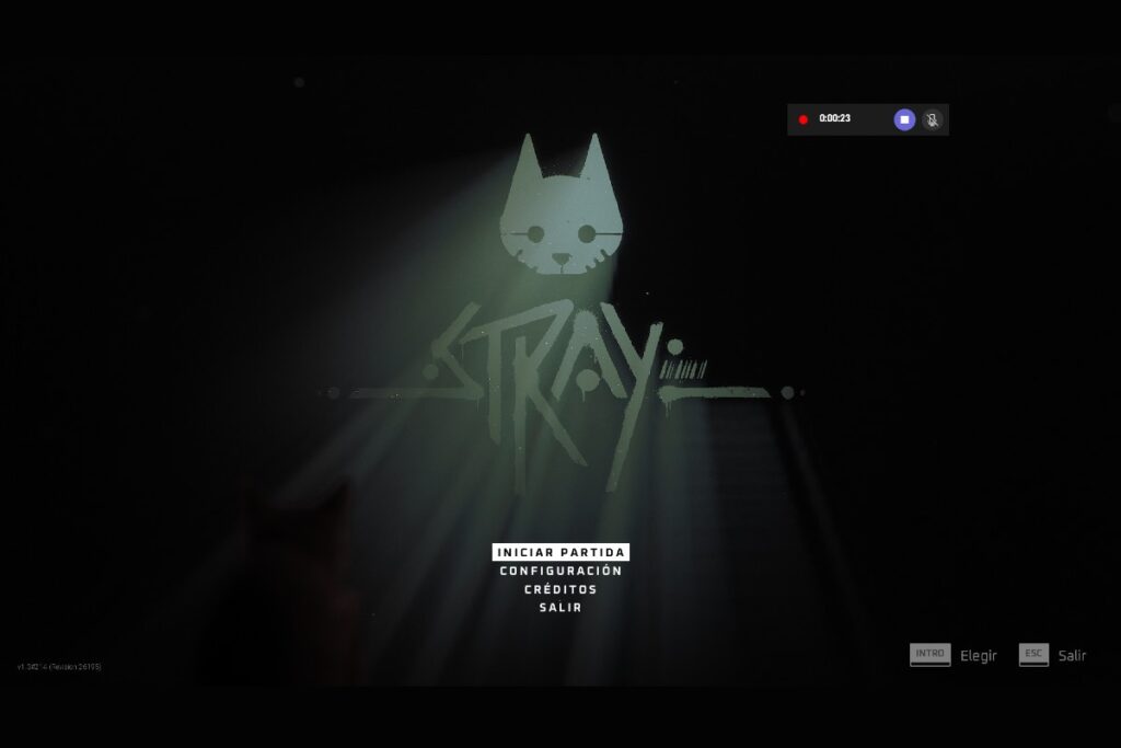 Captura de pantalla del videojuego Stray siendo grabado con la aplicación Xbox Game Bar.