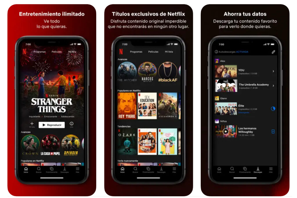 Captura de pantalla de la aplicación Netflix en un celular.