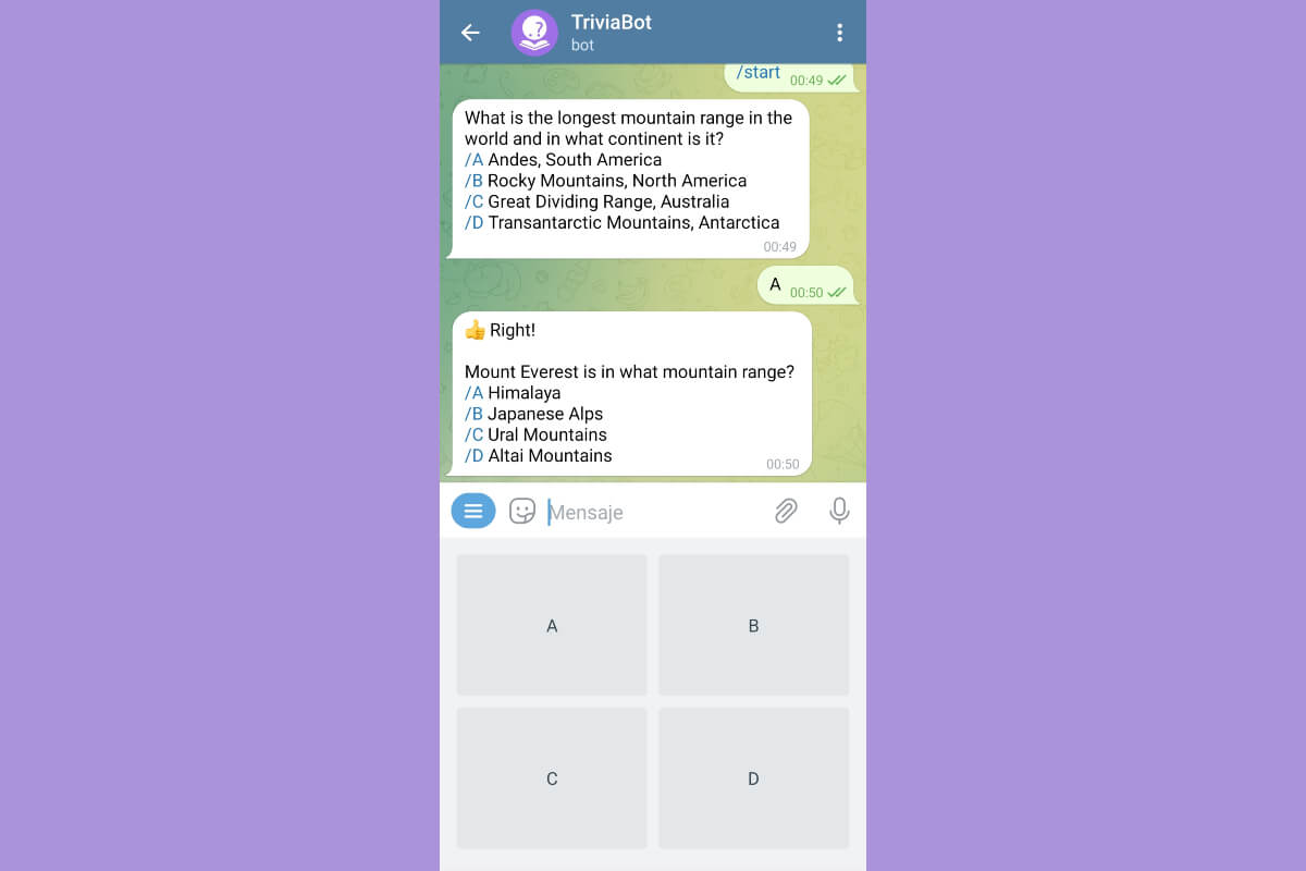 Trivia Bot en Telegram.
