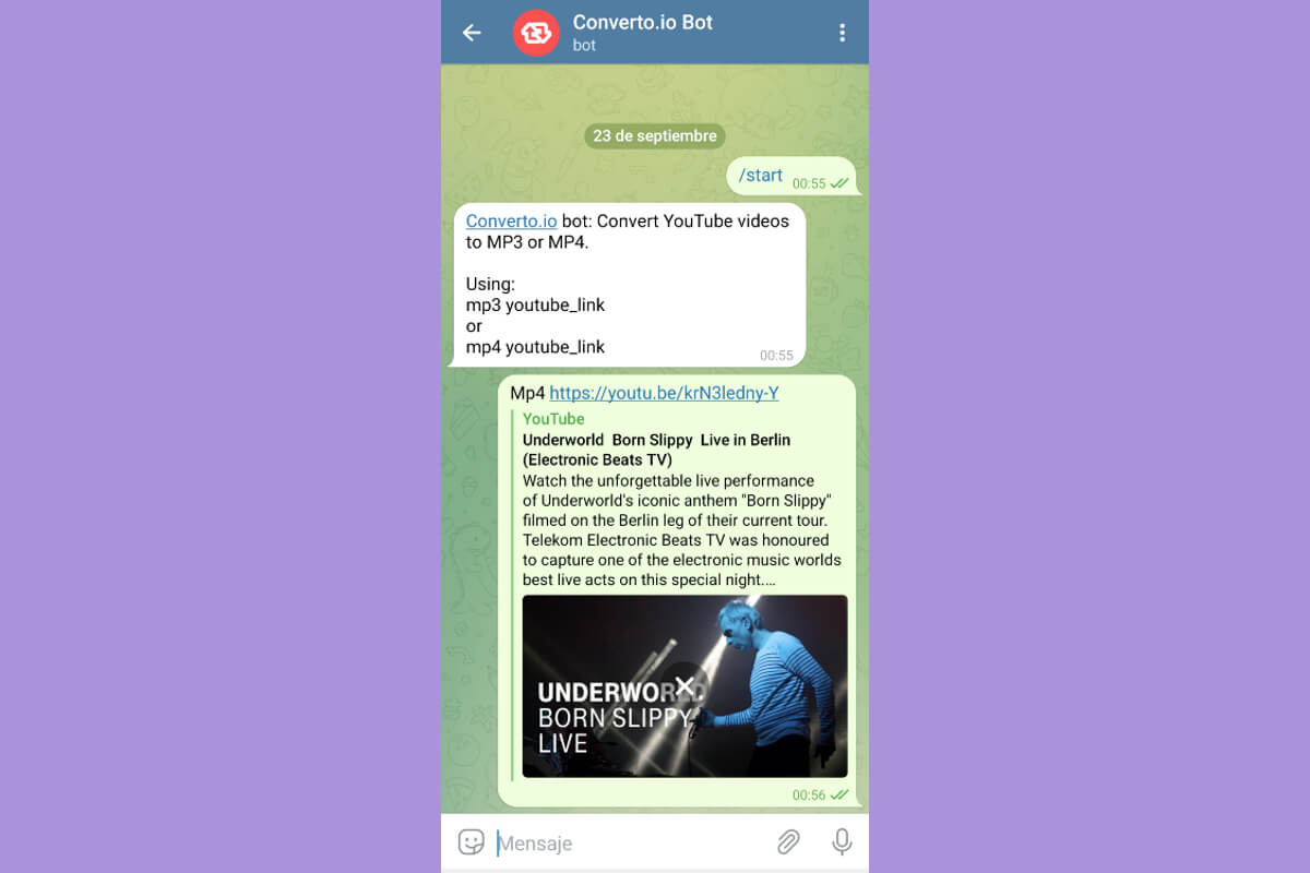 Converto.io Bot en Telegram.