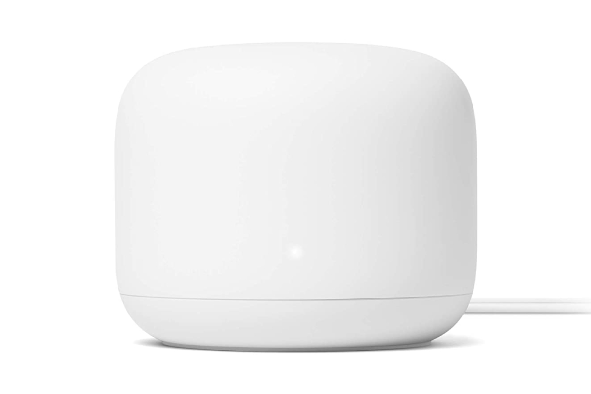 Google Nest Wifi sobre un fondo blanco. 