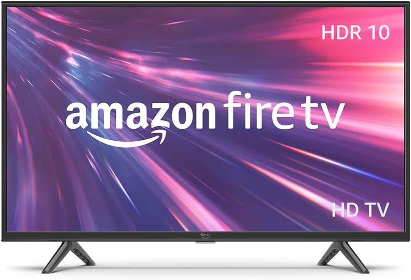 Amazon Fire TV Serie 2 de 32 pulgada y resolución HD sobre fondo blanco. 