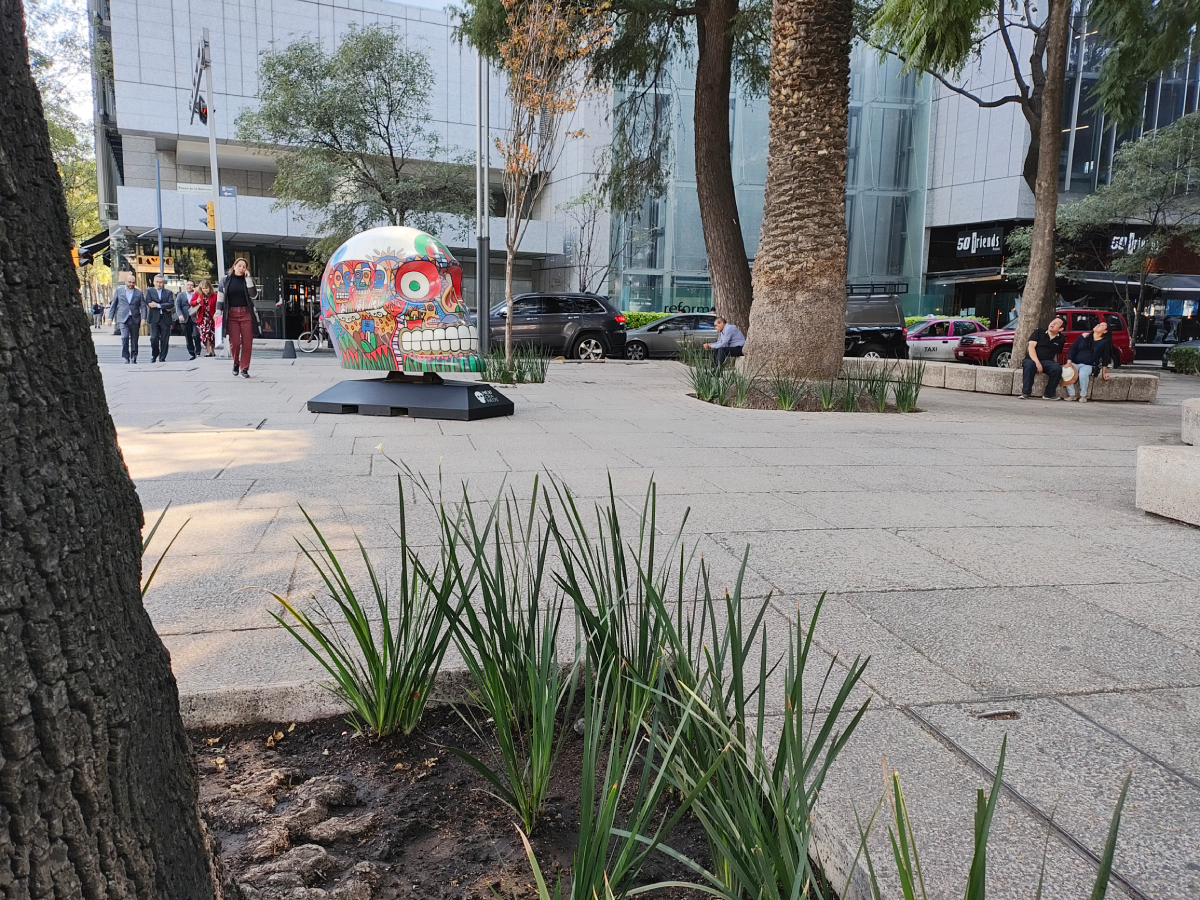 Calavera expuesta en la Ciudad de México. 