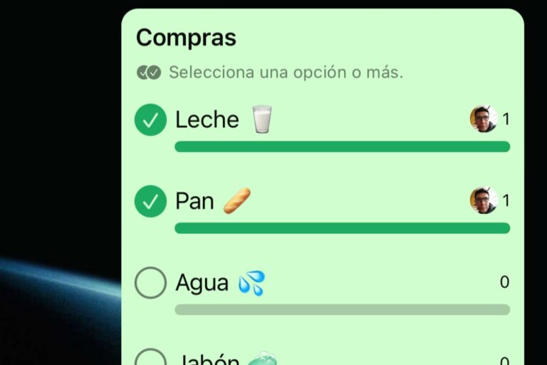 Una lista interactiva en WhatsApp.