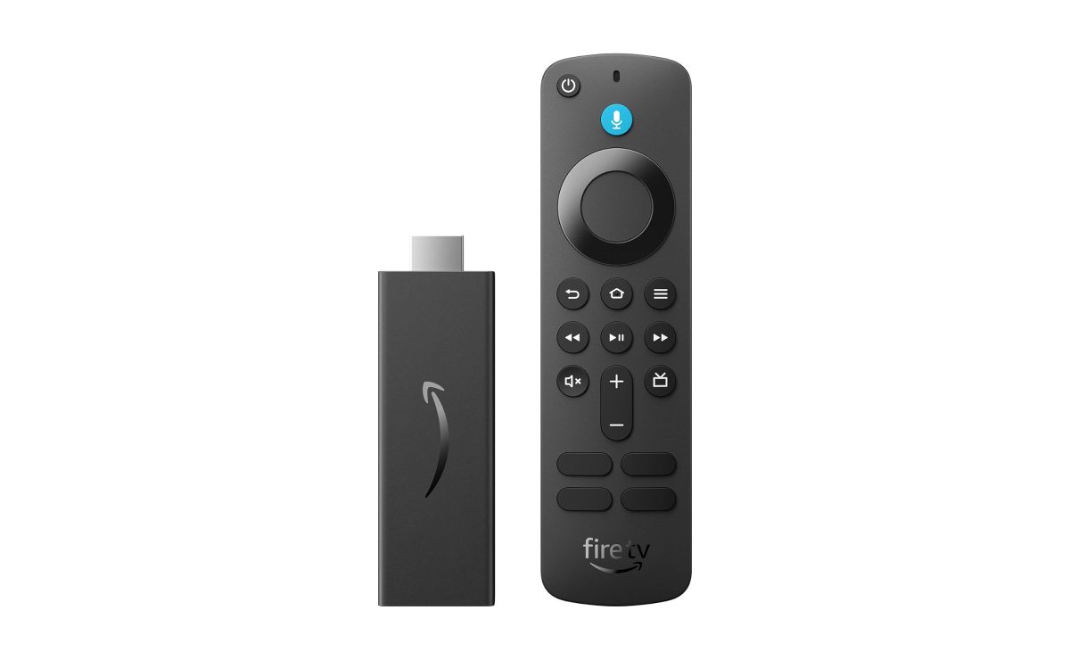 Amazon Fire TV Stick HD sobre un fondo blanco.