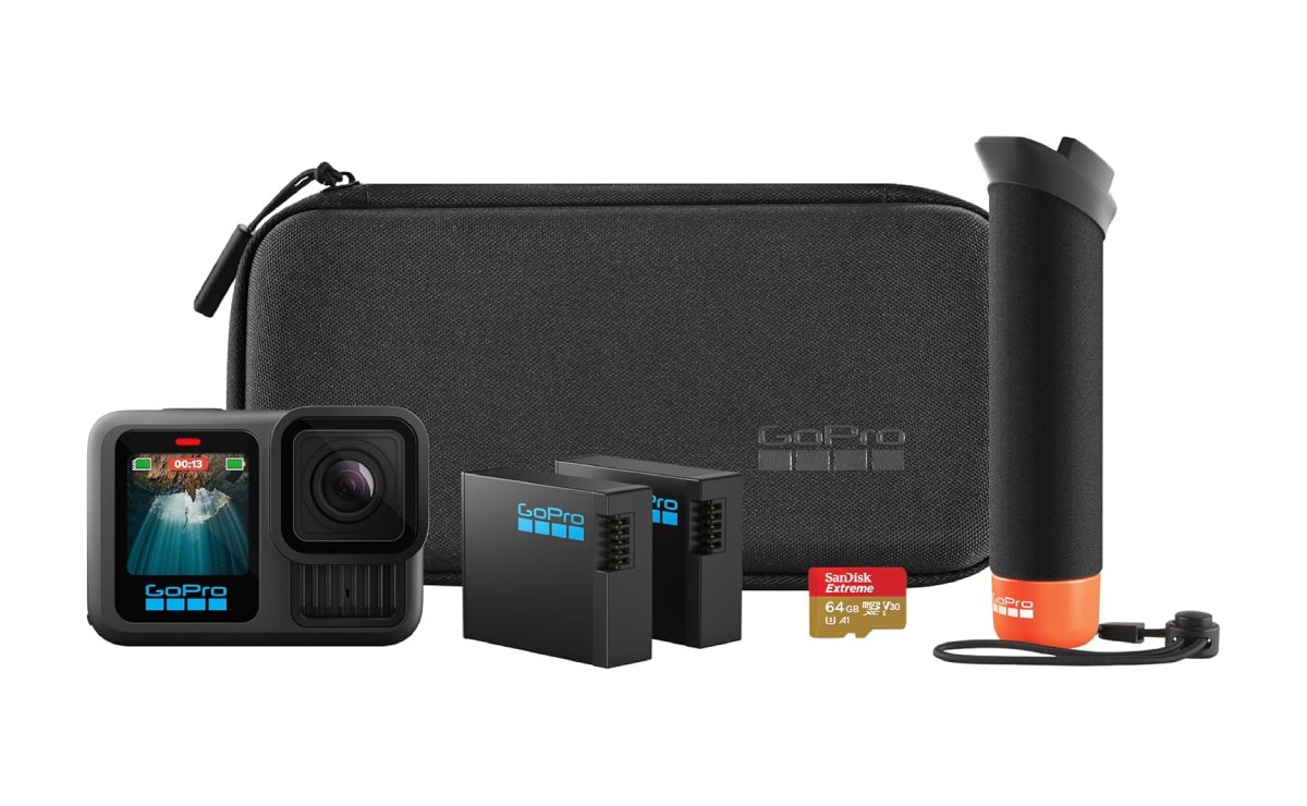 La GoPro Hero 13 Black y otros de sus accesorios. 