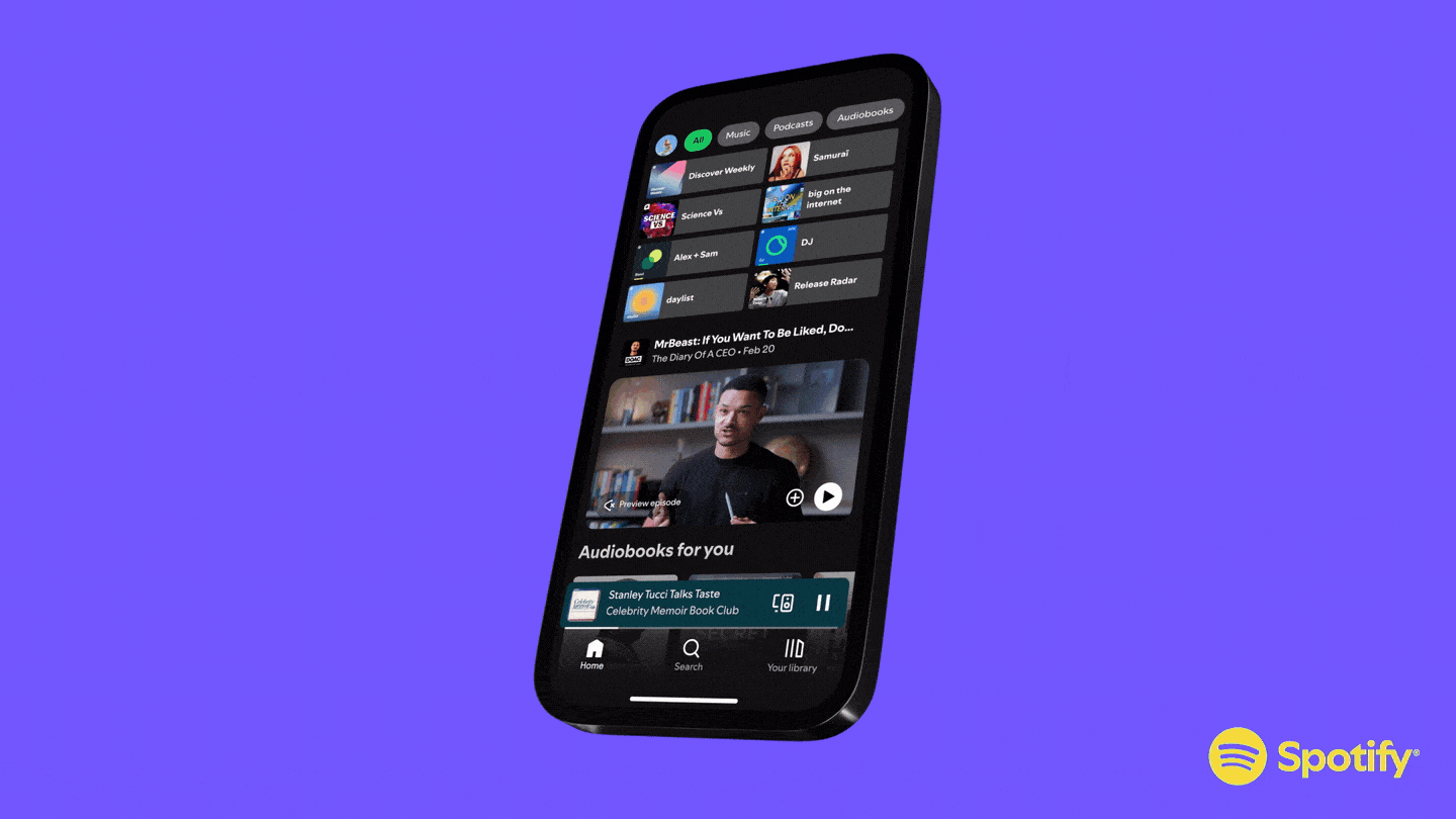 GIF que muestra la interfaz principal de Spotify.