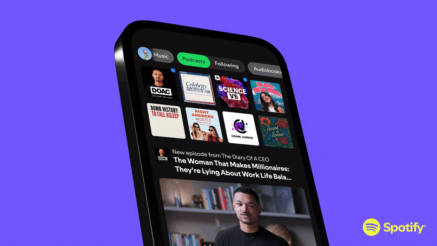 GIF que muestra la interfaz principal de Spotify.