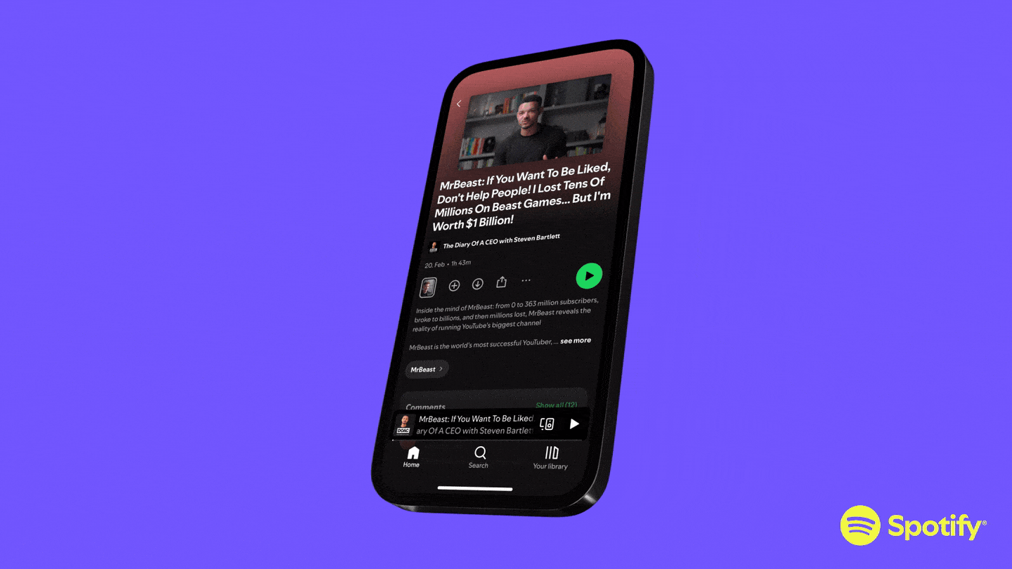 Sección de Podcasts en Spotify.