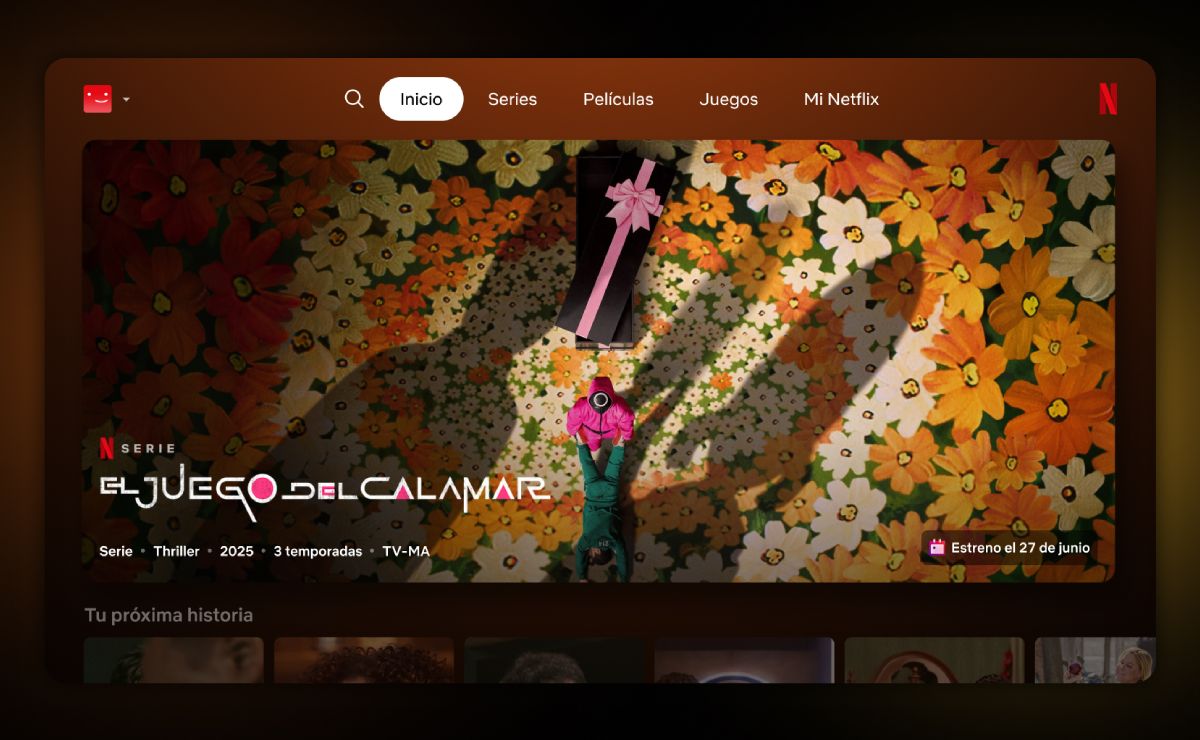 Nueva interfaz de Netflix, presentada en mayo de 2025.