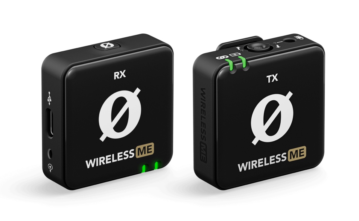 Micrófonos inalámbricos RØDE Wireless ME sobre un fondo blanco.