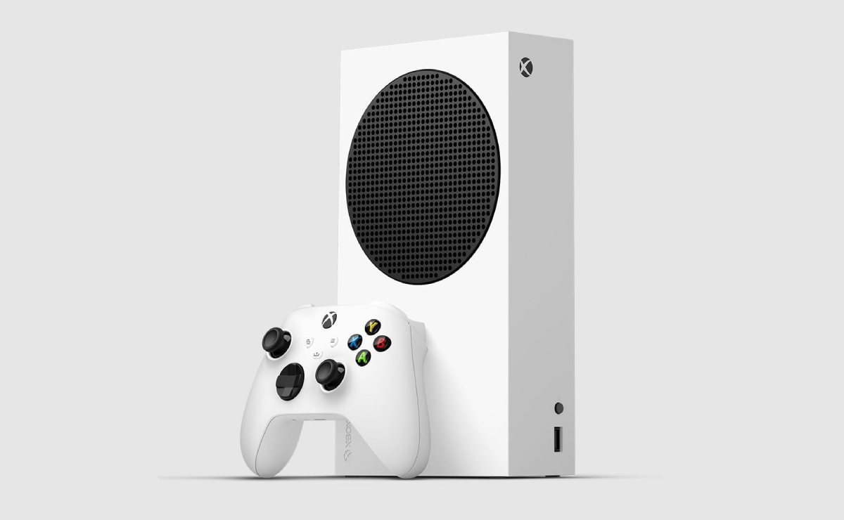 consola Xbox Series S
(digital) sobre fondo gris.