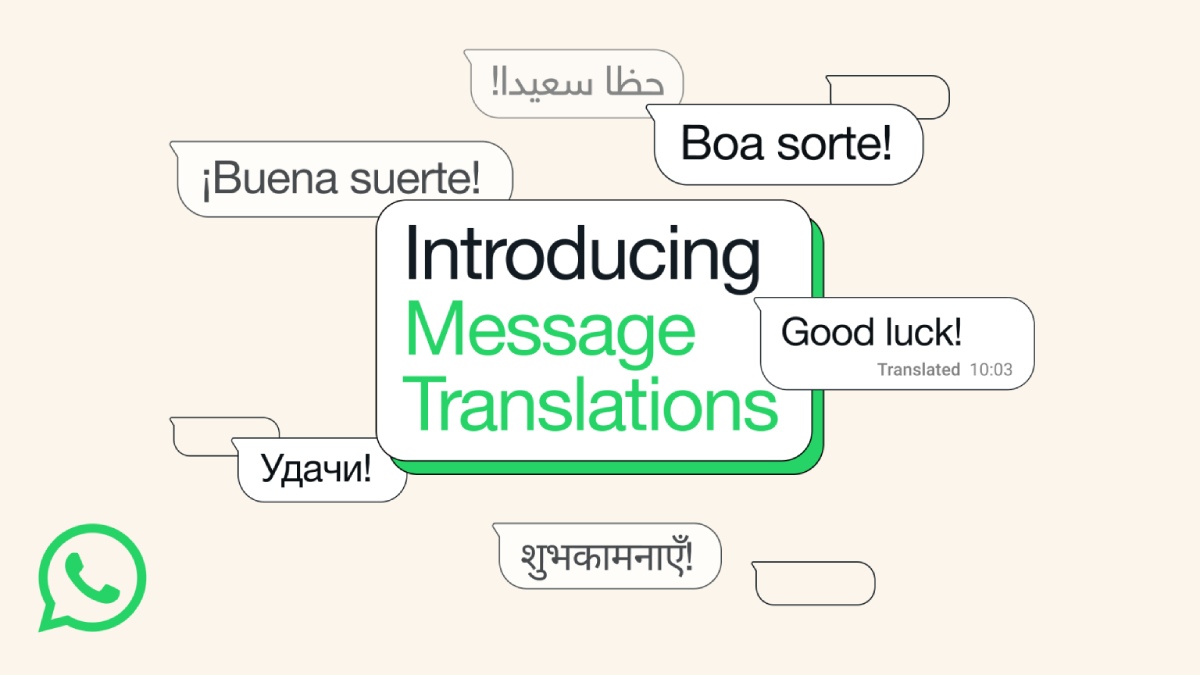 Arte de WhatsApp sobre su función de traducción de mensajes. 