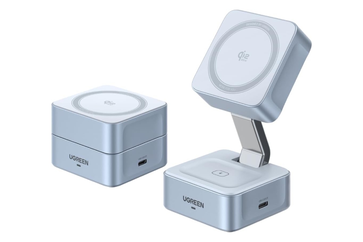 Cargador inalámbrico 2 en 1 de la marca UGREEN. 