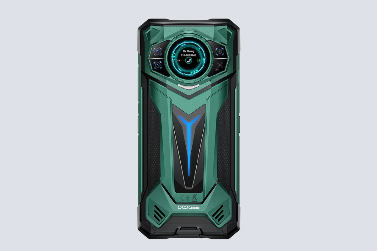 DOOGEE S200 Ultra sobre un fondo gris. 