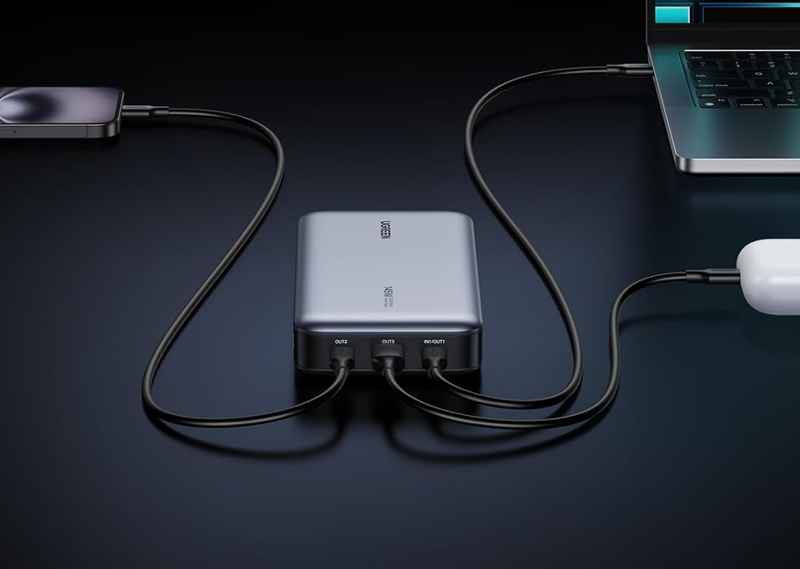 Power bank UGREEN de 25,000 mAh, en funcionamiento. 