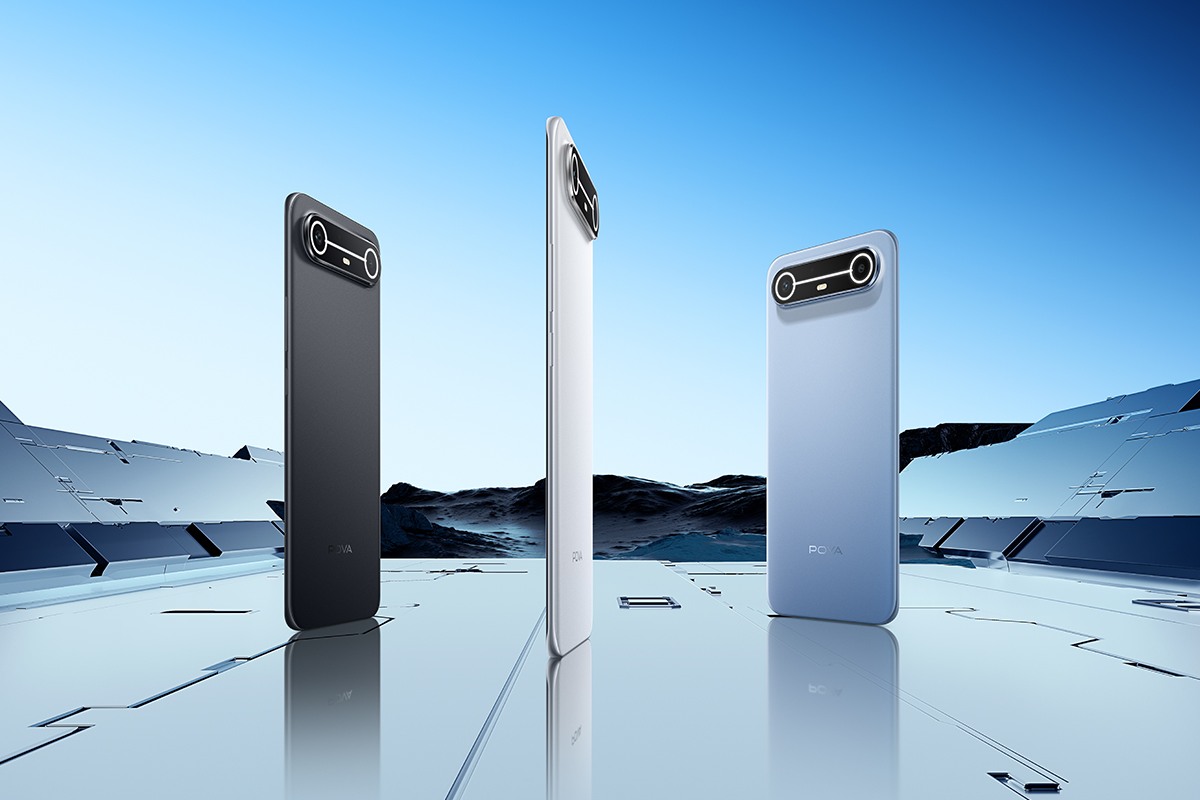 Celular TECNO POVA Slim 5G en tres distintos modelos. 