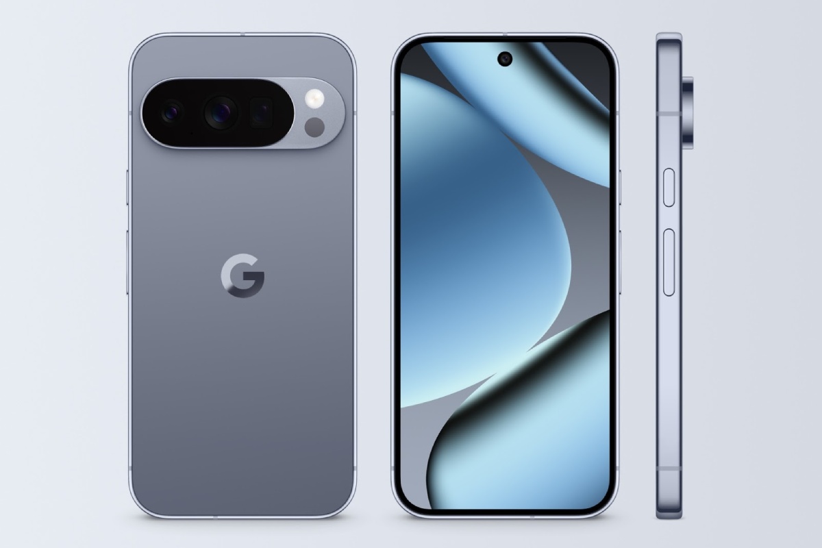 Google Pixel 10 Pro sobre un fondo gris.