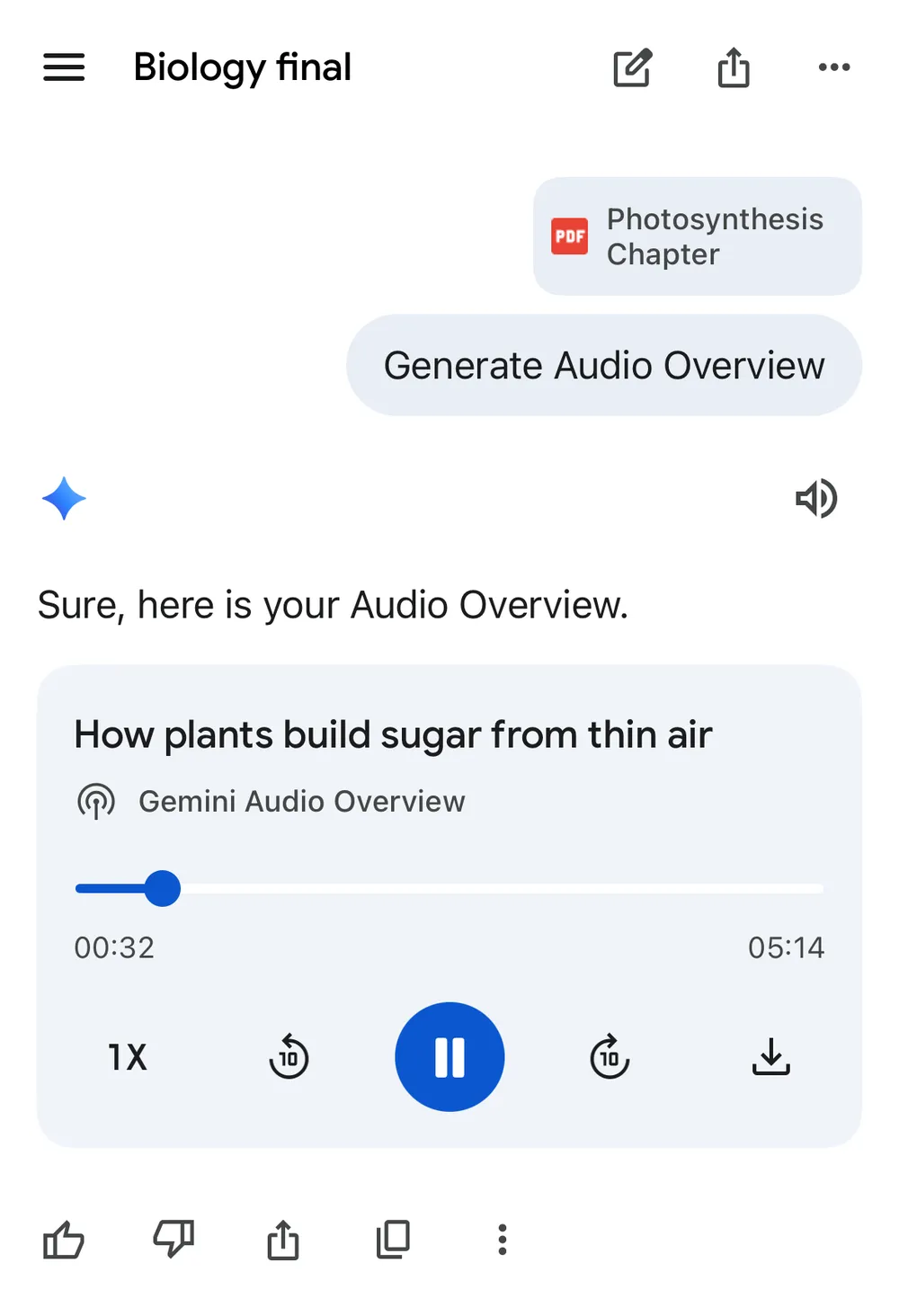 Función Audio Overview de Gemini.