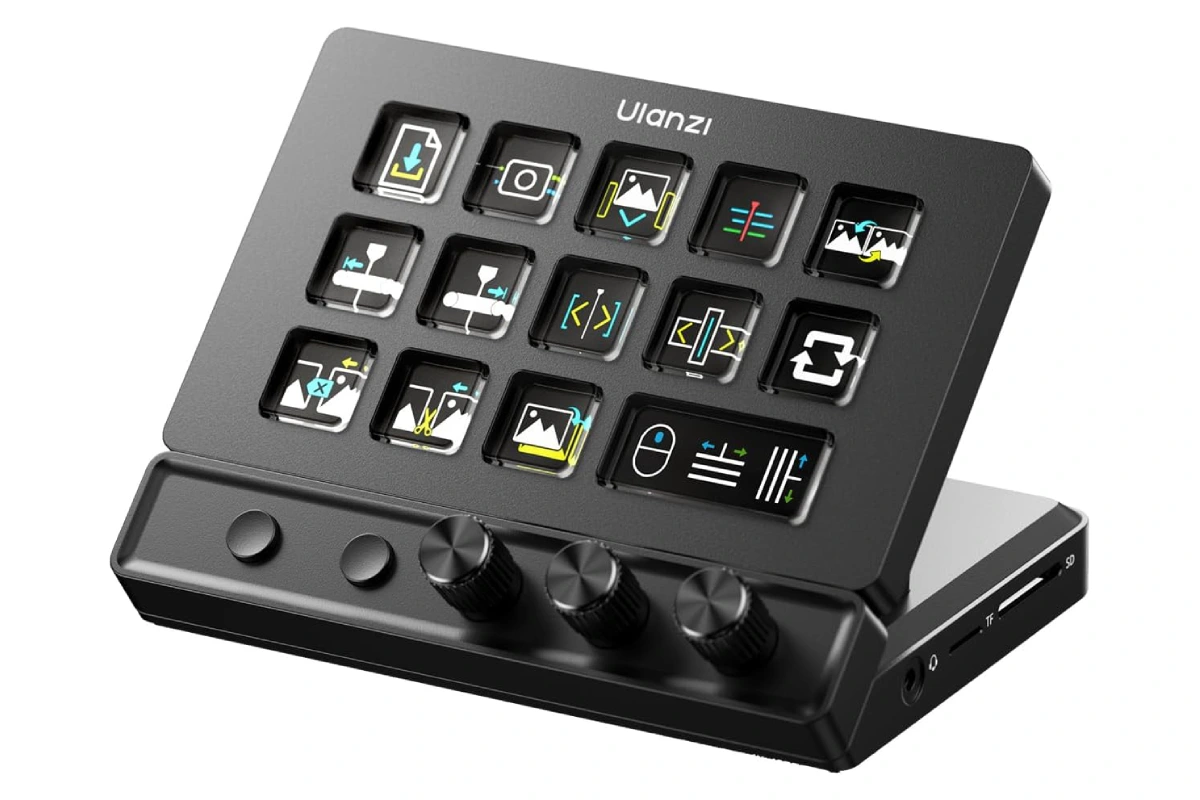 Multiestación Ulanzi D200X sobre un Multiestación Ulanzi D200X sobre un fondo blanco.